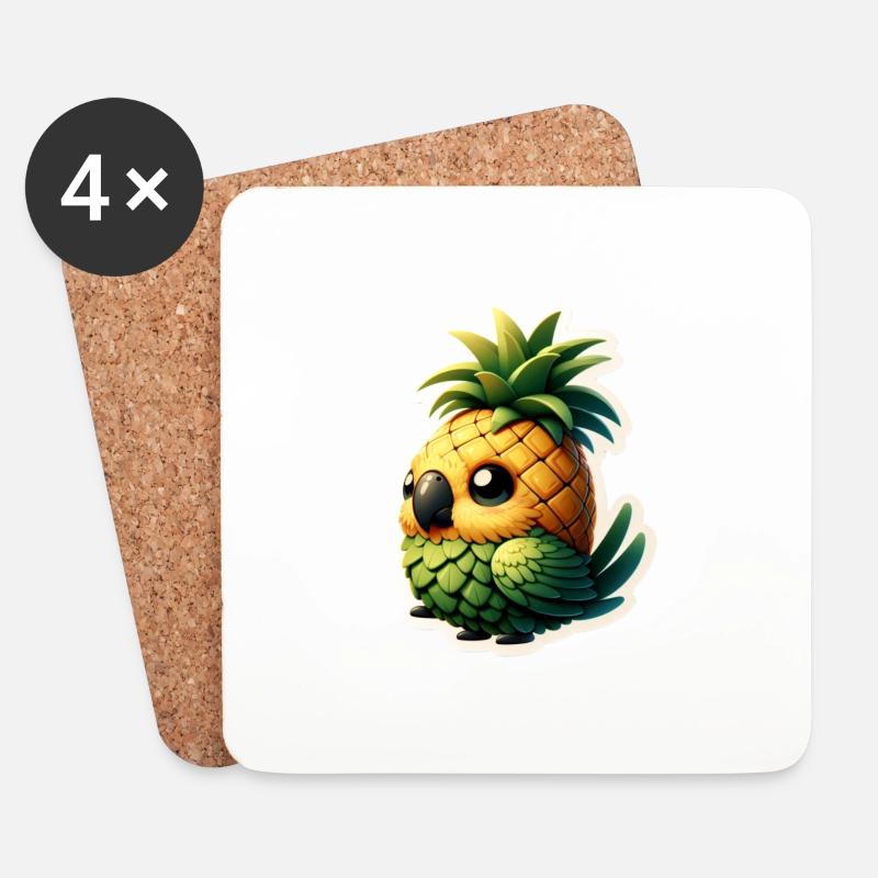 Cute little parrot as pineapple - Coasters (set of 4) - white