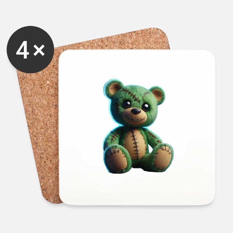 Zombi Bear - Untersetzer (4er-Set) - Weiß