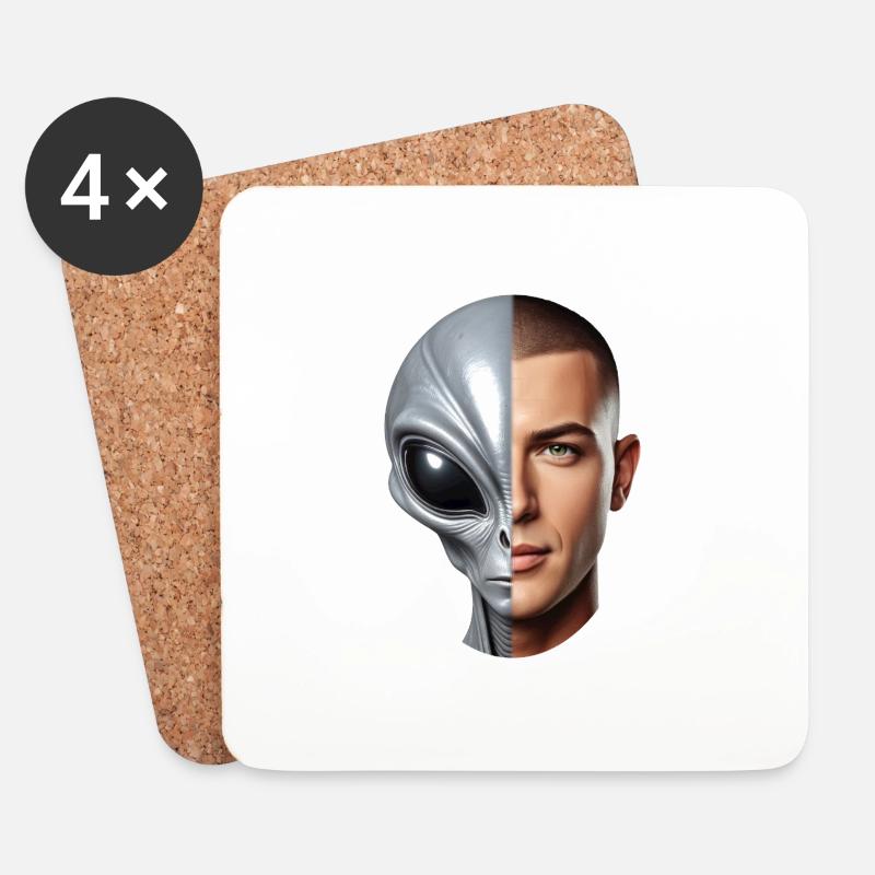 Human Alien Hybrid Human Hybridization Program - Coasters (set of 4) - white