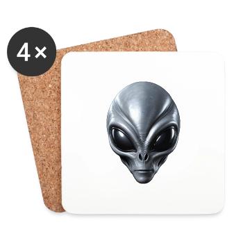 Vrai visage extraterrestre extraterrestre gris - Dessous de verre (lot de 4) - blanc - Devant