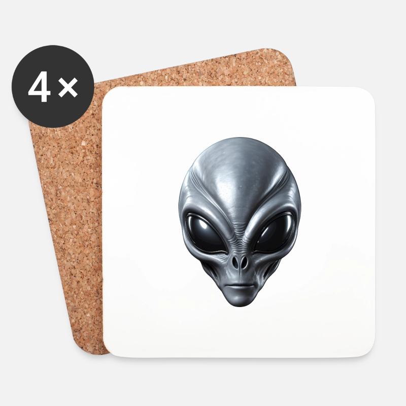 Echtes graues außerirdisches außerirdisches Gesicht - Untersetzer (4er-Set) - Weiß