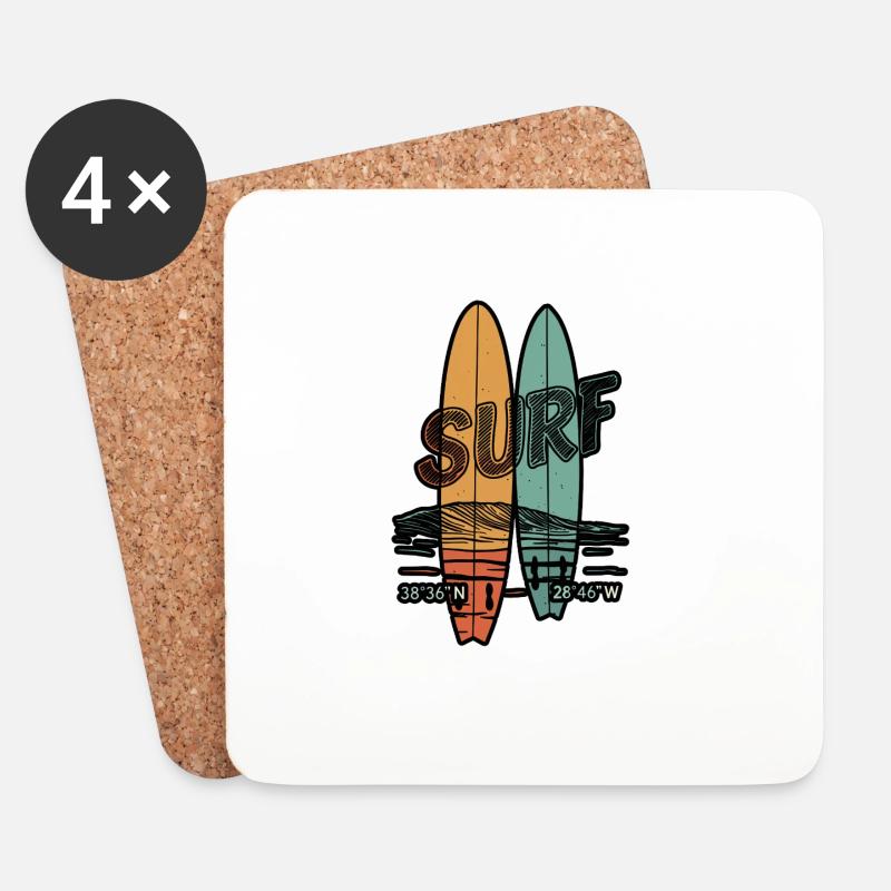 Retro Surfboards - Untersetzer (4er-Set) - Weiß