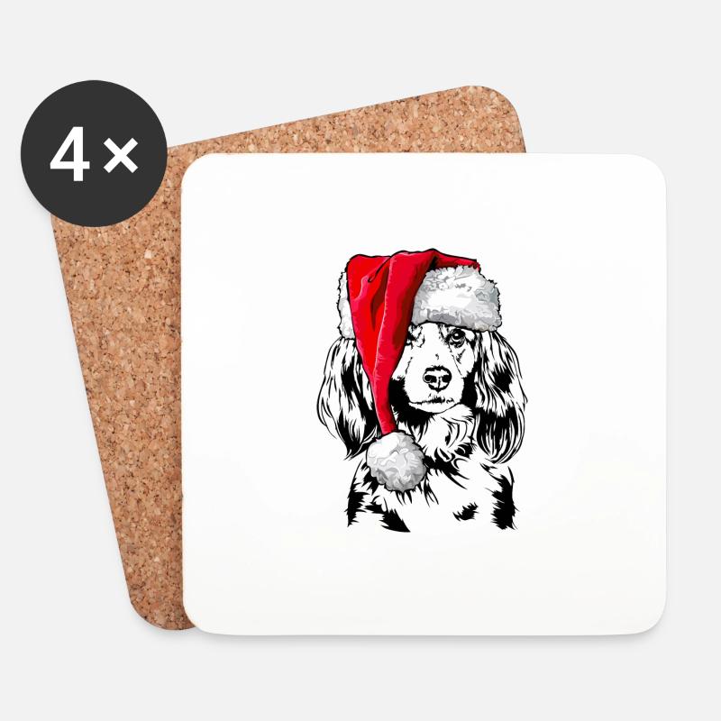 Santa KOOIKERHONDJE Weihnachten Hunde Wilsigns - Untersetzer (4er-Set) - Weiß