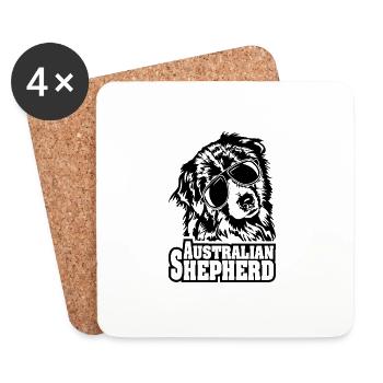 AUSTRALIAN SHEPHERD cool sunglasses dogs Aussie - Coasters (set of 4) - white - Front