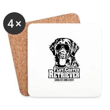 FLAT COATED RETRIEVER chien le plus cool jamais Hundespruch - Dessous de verre (lot de 4) - blanc - Devant