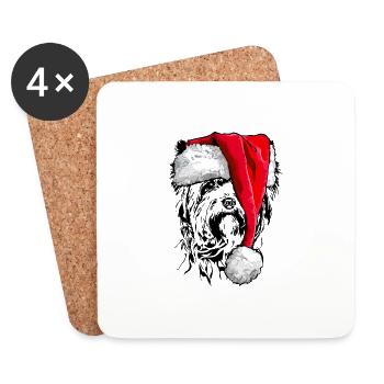 Santa YORKSHIRE TERRIER Weihnachten hunde Wilsigns - Untersetzer (4er-Set) - Weiß - Vorne