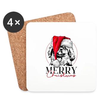 Santa PEKINGESE Joyeux Noël Chiens Wilsigns - Dessous de verre (lot de 4) - blanc - Devant