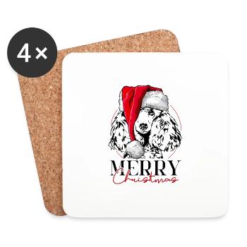 Santa ZWERGPUDEL Merry Christmas Hunde Wilsigns - Untersetzer (4er-Set) - Weiß - Vorne