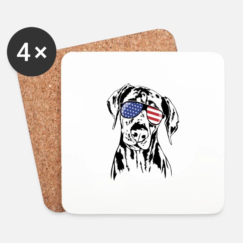 DOBERMANN Amerika Fahne Hunde Wilsigns - Untersetzer (4er-Set) - Weiß