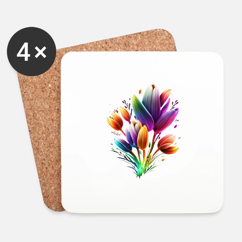 BEAUTIFUL CROCUS FLOWER - Coasters (set of 4) - white