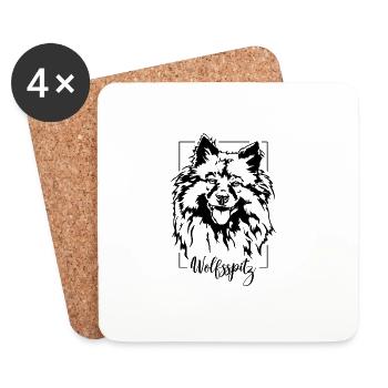 Wolfsspitz Keeshond Hundeportrait Hunde Wilsigns - Untersetzer (4er-Set) - Weiß - Vorne