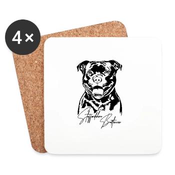Staffordshire Bull Terrier Portrait Dogs Wilsigns - Coasters (set of 4) - white - Front