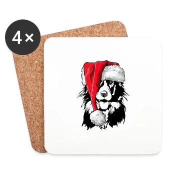 Santa Border Collie Weihnachten Hunde Wilsigns - Untersetzer (4er-Set) - Weiß - Vorne