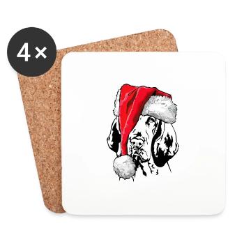 Santa Bracco Italiano Chiens de Noël Wilsigns - Dessous de verre (lot de 4) - blanc - Devant