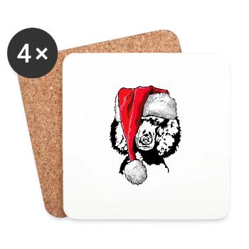 Père Noël caniche Noël Père Noël chiens Wilsigns - Dessous de verre (lot de 4) - blanc - Devant