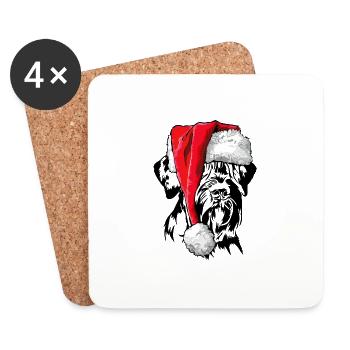 Santa Giant Schnauzer Christmas Dogs Wilsigns - Coasters (set of 4) - white - Front