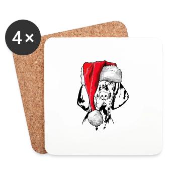 Santa Magyar Vizsla Christmas Dogs Wilsigns - Coasters (set of 4) - white - Front