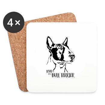 Aimé par un chien Bull Terrier disant chiens Wilsigns - Dessous de verre (lot de 4) - blanc - Devant
