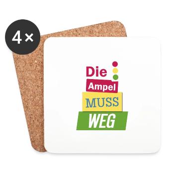 Bauernprotest Streik Demo Wut Die Ampel muss weg - Untersetzer (4er-Set) - Weiß - Vorne