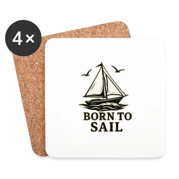 Born to Sail – Abenteuer Segelboot Design Vintage - Untersetzer (4er-Set) - Weiß - Vorne