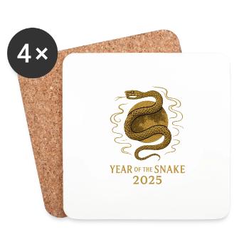 Année du serpent 2025 - Dessous de verre (lot de 4) - blanc - Devant