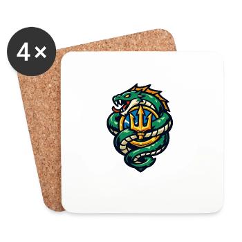 Dragon with Trident Emblem - Coasters (set of 4) - white - Front