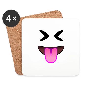 Pink tongues show nasty laughter and mockery - Coasters (set of 4) - white - Front