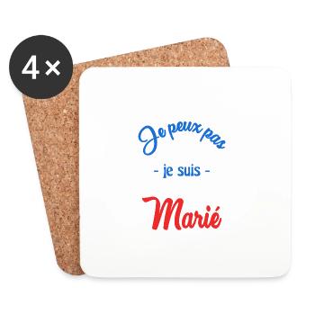 JE PEUX PAS. MARIE. FUTUR MARIE. EVJF. TEAM. TEAM - Dessous de verre (lot de 4) - blanc - Devant