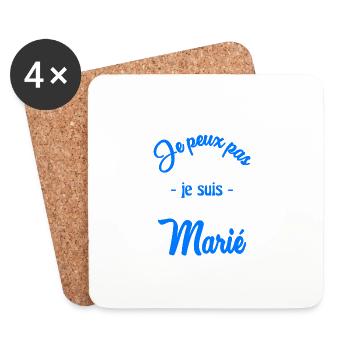 JUST MARRIED. EVJF. SAINT VALENTIN. COUPLE - Dessous de verre (lot de 4) - blanc - Devant