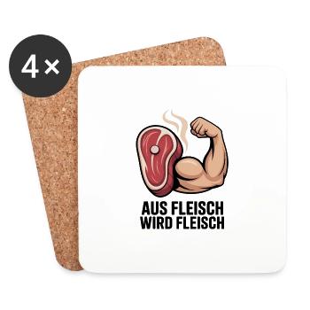 Aus Fleisch wird Fleisch Fitness - Untersetzer (4er-Set) - Weiß - Vorne