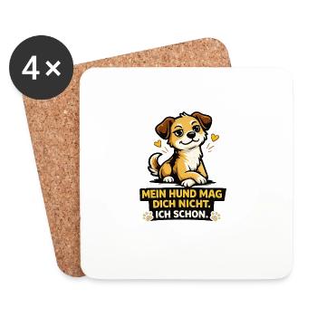 Hundebesitzer T-Shirt lustiger Spruch Hund Geschen - Untersetzer (4er-Set) - Weiß - Vorne