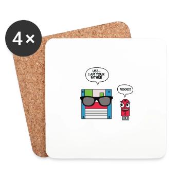 USB Floppy Disk I am Your Father T shirt, Geek - Coasters (set of 4) - white - Front