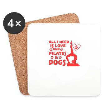 L'amour des chiens et du yoga Tshirt Design - Dessous de verre (lot de 4) - blanc - Devant