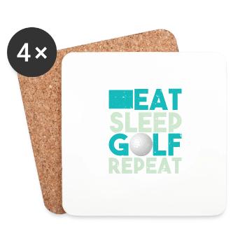 Funny Design Eat Sleep Golf Repeat Tshirt - Coasters (set of 4) - white - Front