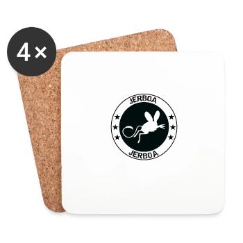 Logo de conception de t-shirt Jerboa mignon, intelligent et drôle - Dessous de verre (lot de 4) - blanc - Devant