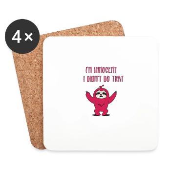 Funny, Lazy But Cute Tshirt Design I didn't do - Coasters (set of 4) - white - Front