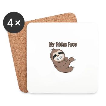 Funny, Lazy But Cute Tshirt Design My Friday Face - Coasters (set of 4) - white - Front
