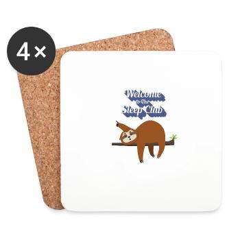 Lustiger, fauler aber süßer T-Shirt Design Schlafclub - Untersetzer (4er-Set) - Weiß - Vorne