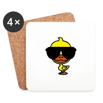 Canard frais - Dessous de verre (lot de 4) - blanc - Devant