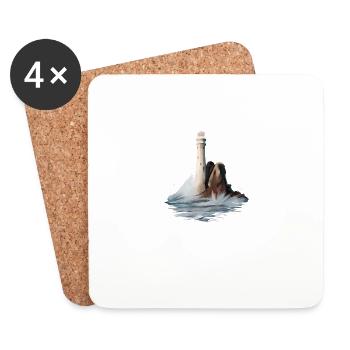 Leuchtturm Leuchtturm Ocean Rocks and Waves - Untersetzer (4er-Set) - Weiß - Vorne