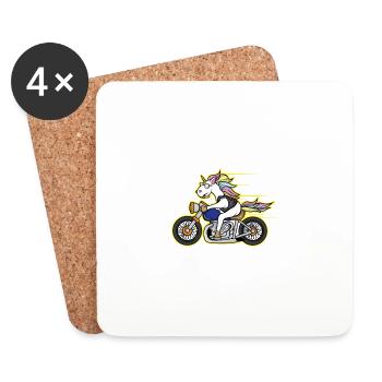Cadeau de club de veste en cuir de licorne Chopper Rocker - Dessous de verre (lot de 4) - blanc - Devant