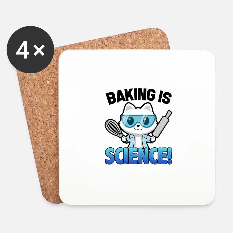 Lustiges Wissenschaftler Kätzchen Bäcker Geschenk - Untersetzer (4er-Set) - Weiß