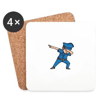 Dabbing Policeman Police Dab Funny Gift - Coasters (set of 4) - white - Front