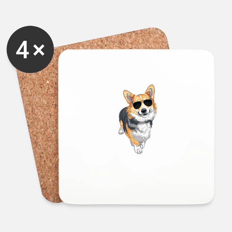 Ein lustiger Corgi mit Sonnenbrille - Untersetzer (4er-Set) - Weiß