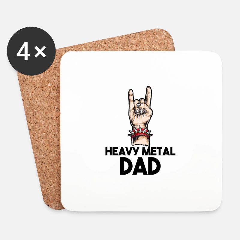 Heavy Metal Dad - Untersetzer (4er-Set) - Weiß
