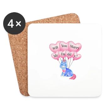 Enfants veux-tu épouser la conception de mon papa - Mariage - Dessous de verre (lot de 4) - blanc - Devant