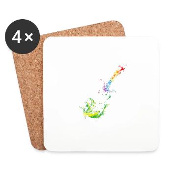 Bunte Gitarre Musiker Geschenkidee für Gitarristen - Untersetzer (4er-Set) - Weiß - Vorne