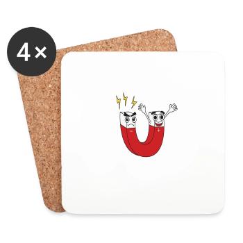 Magnet stay positive lustige Geschenkmagnete plus - Untersetzer (4er-Set) - Weiß - Vorne