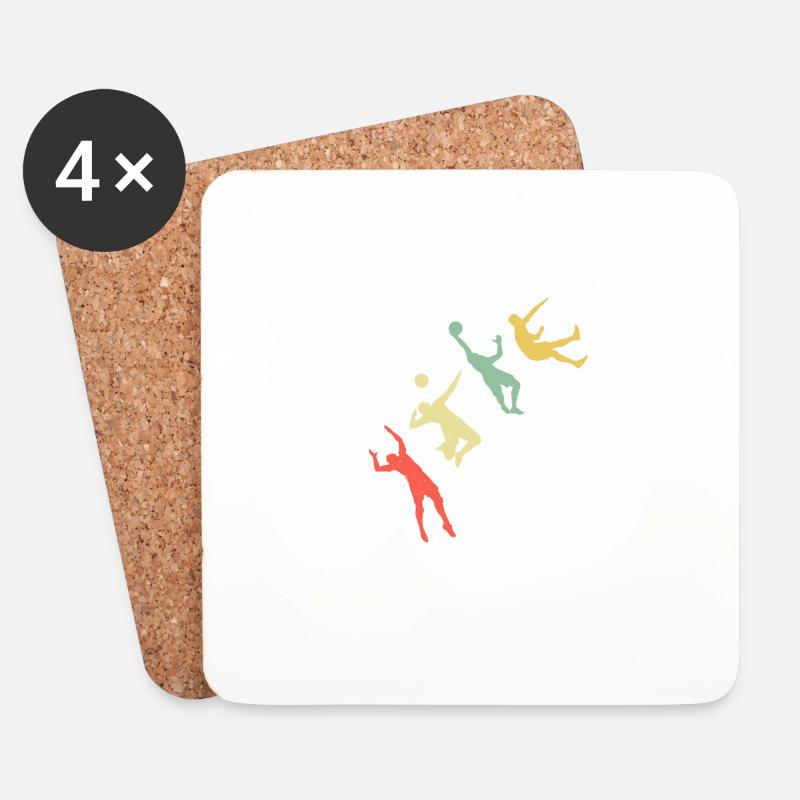 Volleyball rétro - Dessous de verre (lot de 4) - blanc