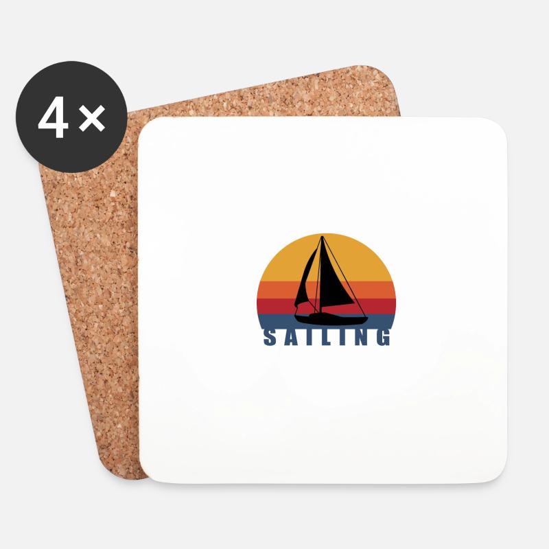 Segel Boot - Untersetzer (4er-Set) - Weiß